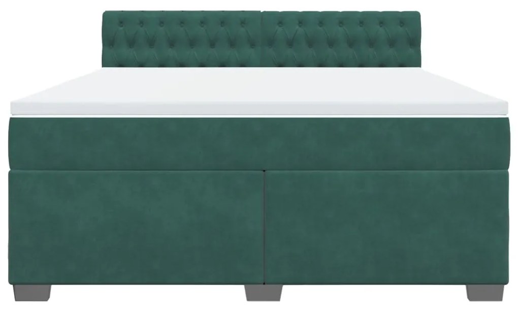 Cama com molas/colchão 180x200 cm veludo verde-escuro