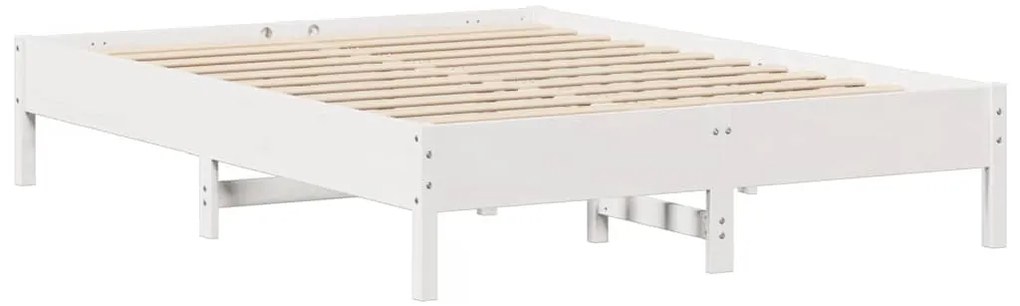 Cama sem colchão 140x200 cm madeira de pinho maciça branco