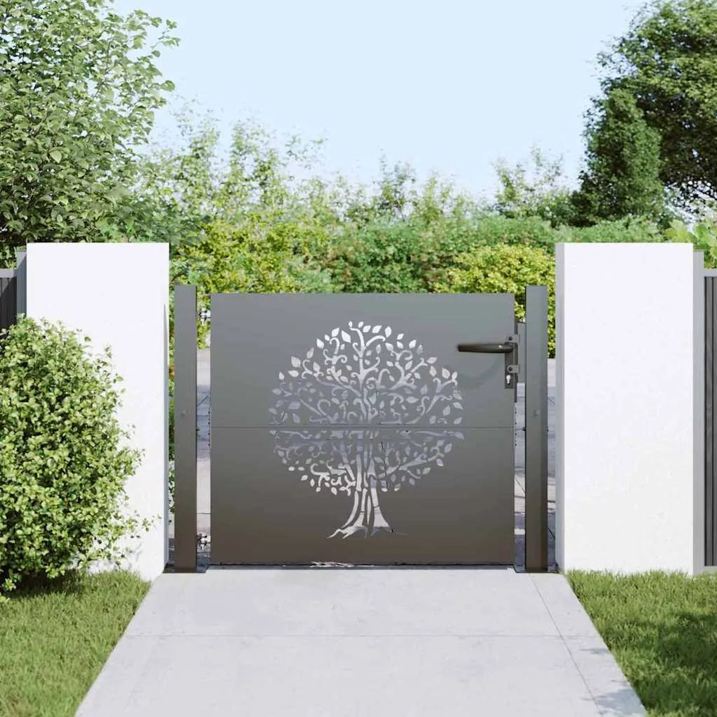 Portão de Jardim Preto 105 x 100 cm Aço com Revestimento em Pó