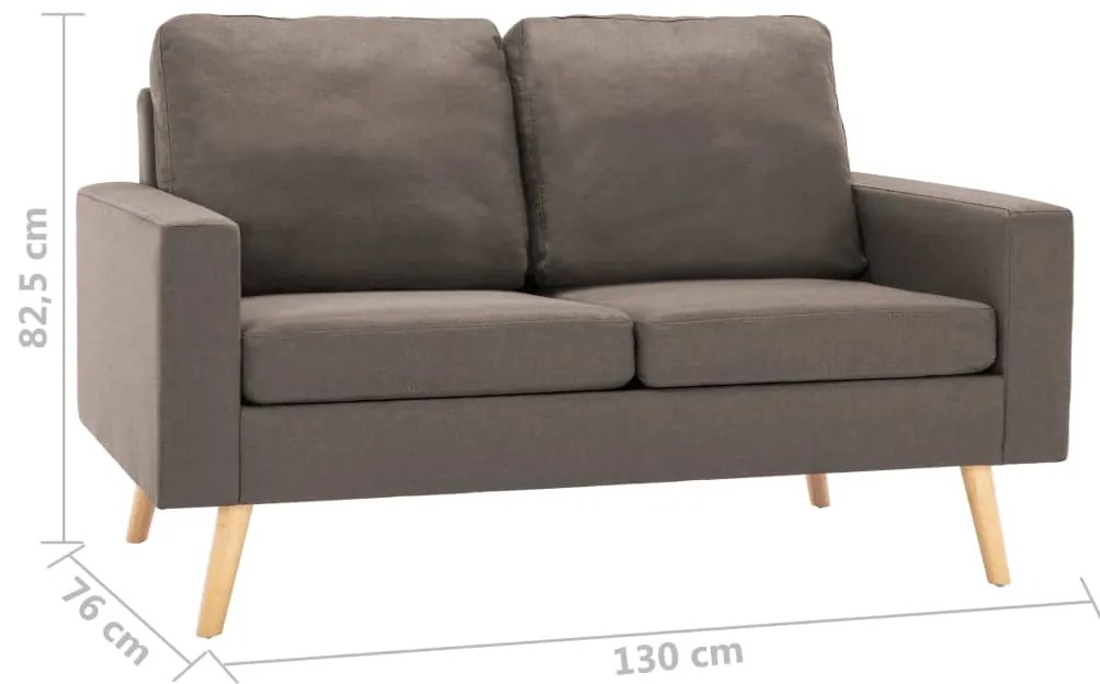 2 pcs conjunto de sofás tecido cinzento-acastanhado