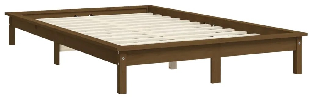 Estrutura de cama 200x200 cm pinho maciço castanho mel