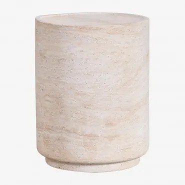 Pack De 2 Mesas De Cabeceira Ø35 Cm Em Cimento Darwys Look Travertino - Sklum