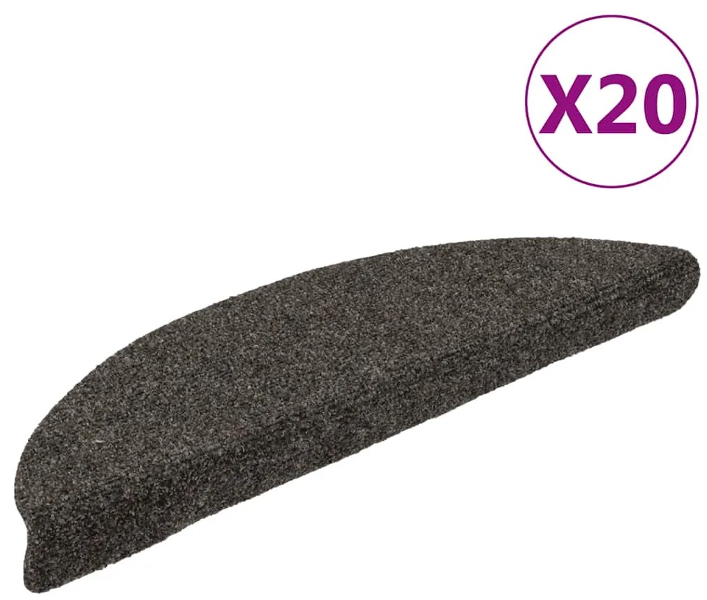 vidaXL Tapetes de escada autoadesivos 20 peças 56x17x3 cm antracite meia-lua