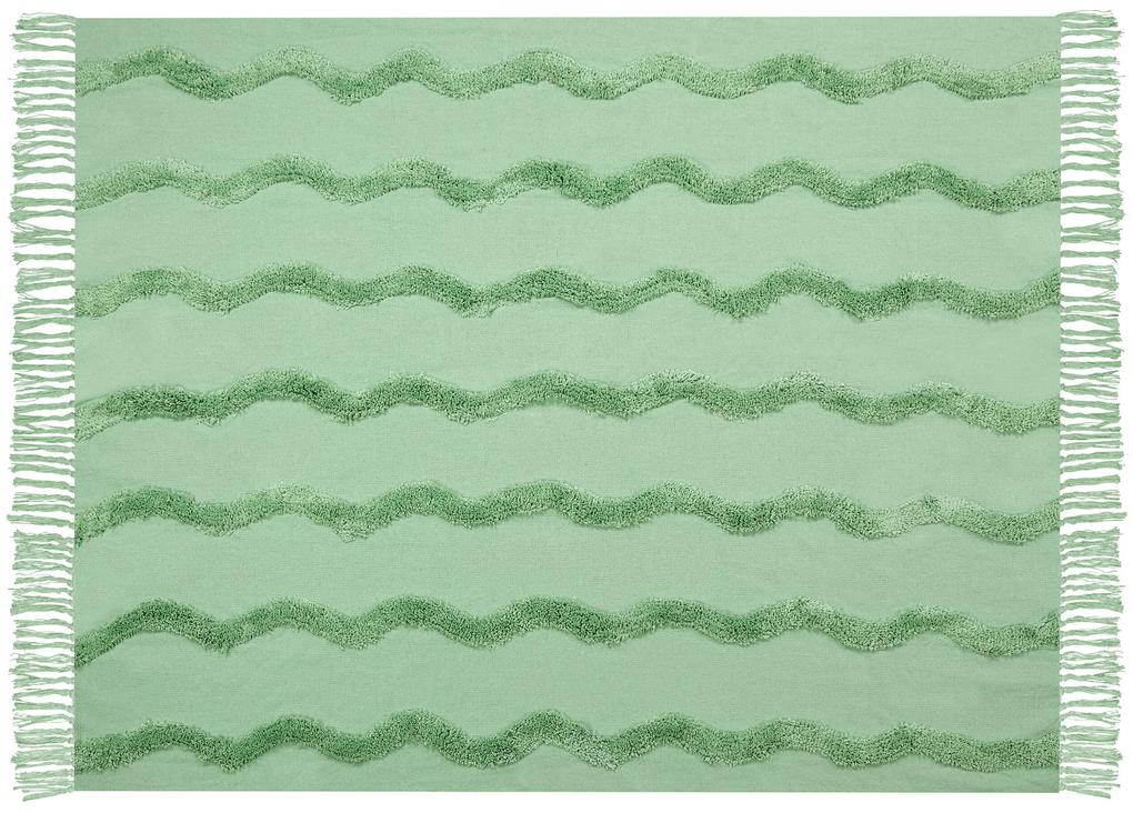 Manta decorativa em algodão verde 125 x 150 cm KHARI Beliani