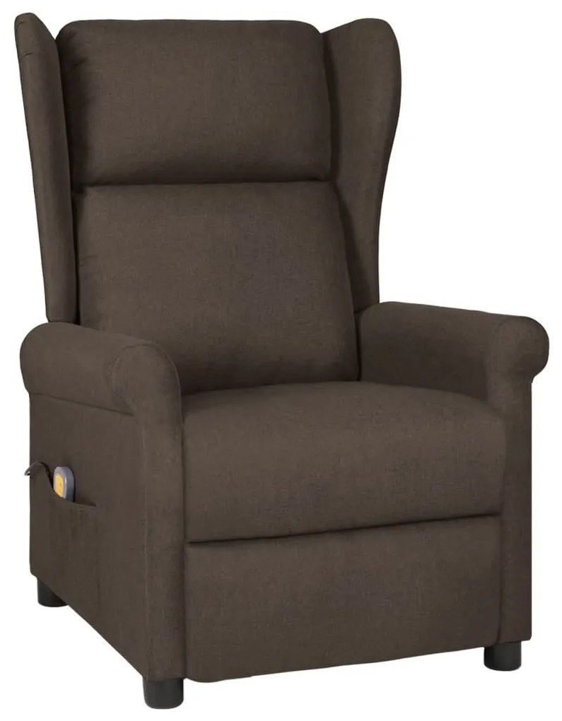 vidaXL Poltrona de massagens tecido castanho-escuro