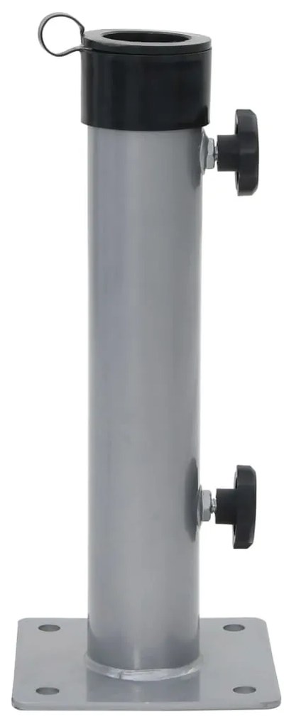Base de guarda-sol para poste de Ø38/48 mm aço prateado