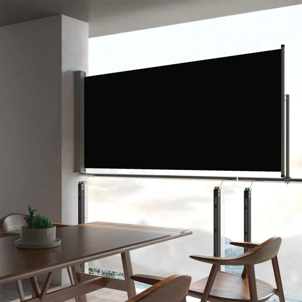 vidaXL Toldo lateral retrátil para pátio 60x300 cm preto