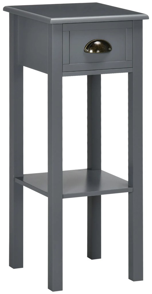 HOMCOM Mesa de Apoio com Gaveta e Prateleira de Armazenamento Estilo Moderno 30x30x75cm Branco
