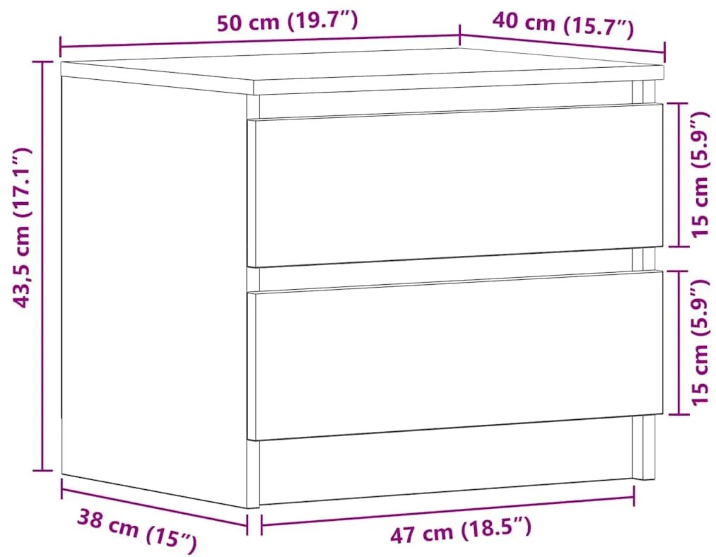 Cabeceira de cama vidaXL Preta em Carvalho 50x40x43,5 cm de Madeira En