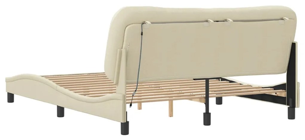 Estrutura de cama com LED sem colchão 160x200 cm tecido creme