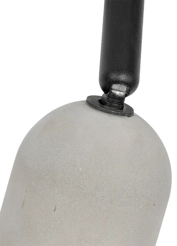 Foco industrial preto com betão 2 luzes - Pedra Rústico
