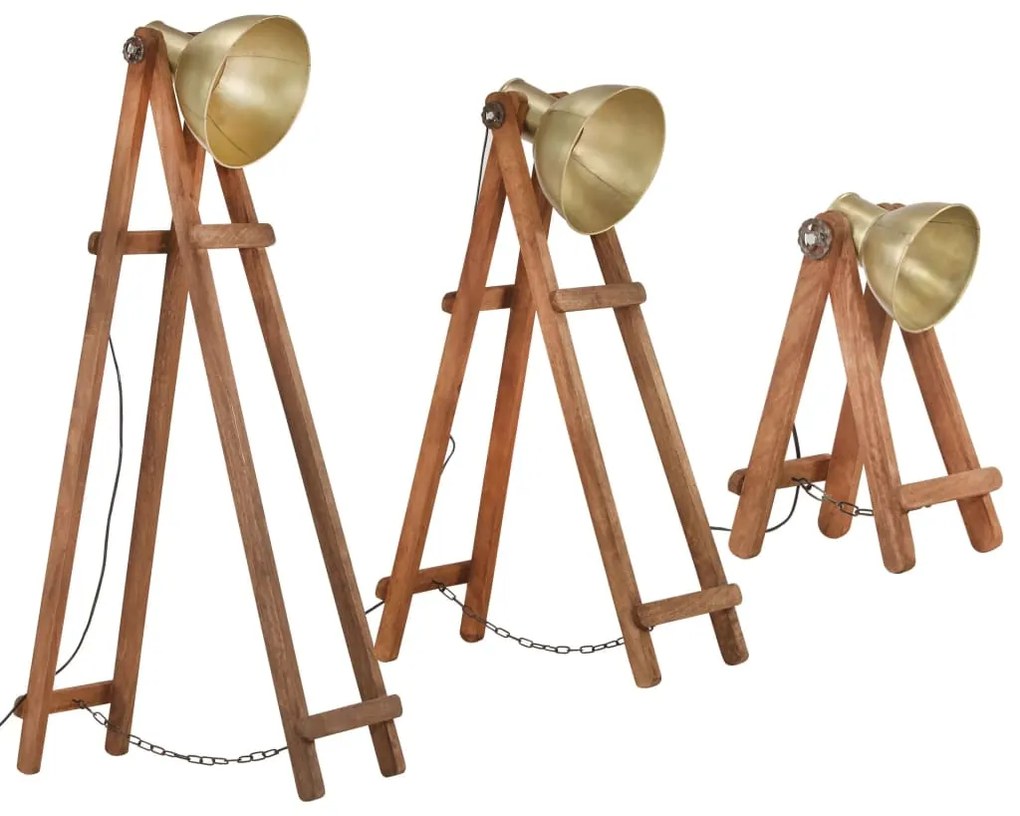 Candeeiros de chão 3 pcs E27 mangueira maciça cor bronze