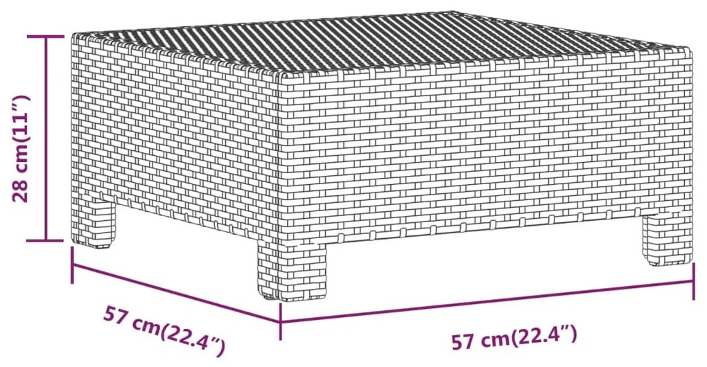 9 pcs conjunto lounge de jardim c/ almofadões vime PE cinzento