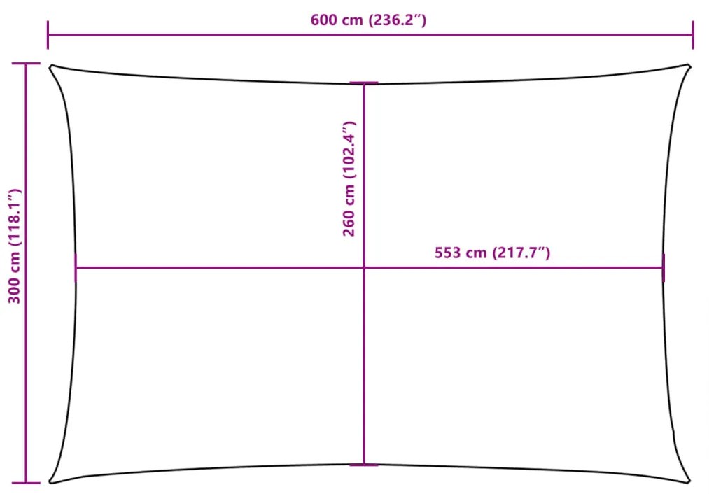 Guarda-Sol tecido Oxford retangular 3x6 m creme