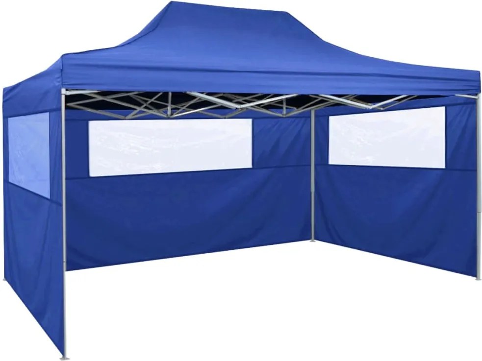 Tenda dobrável com 3 paredes 3x4,5 m azul