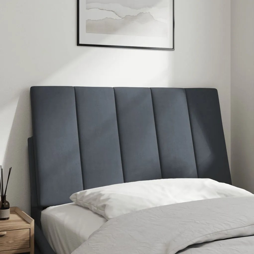 Almofadão de cabeceira 80 cm veludo cinzento-escuro