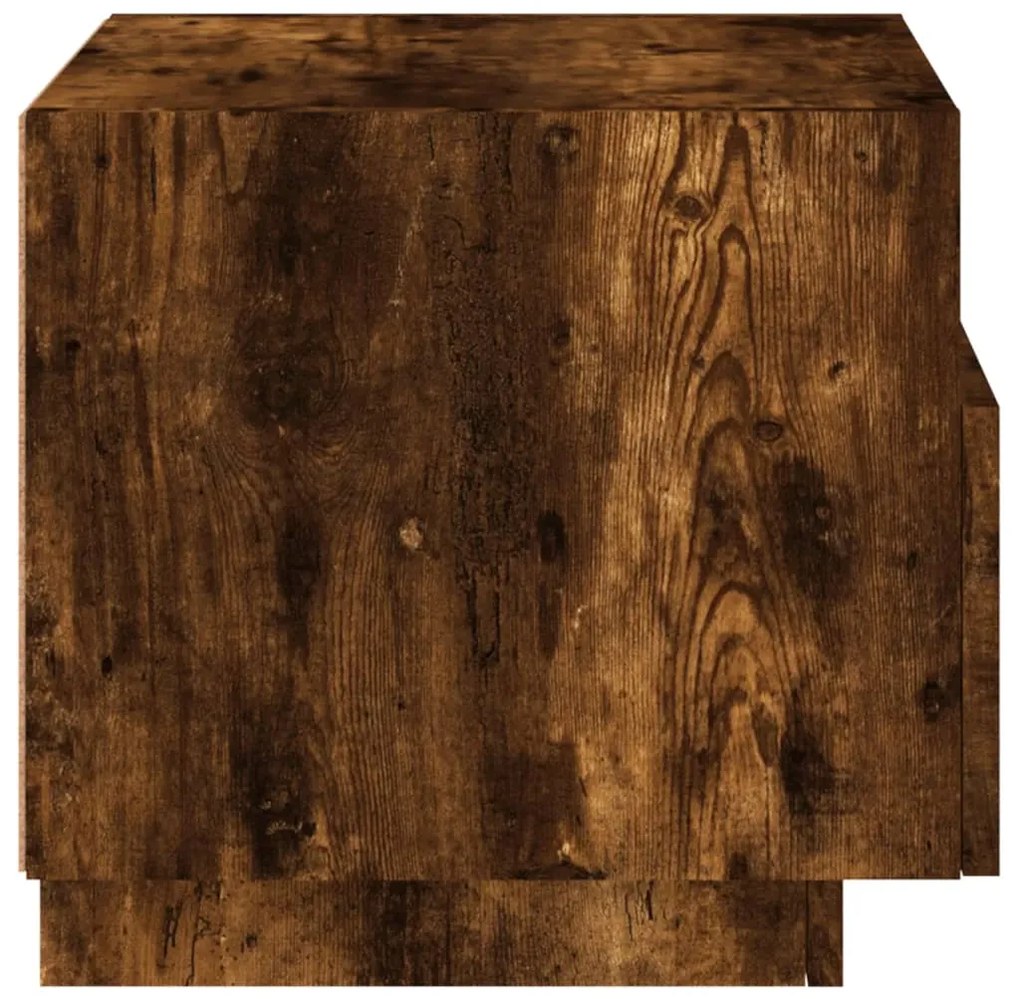 Mesa de cabeceira com luzes LED 40x39x37 cm carvalho fumado