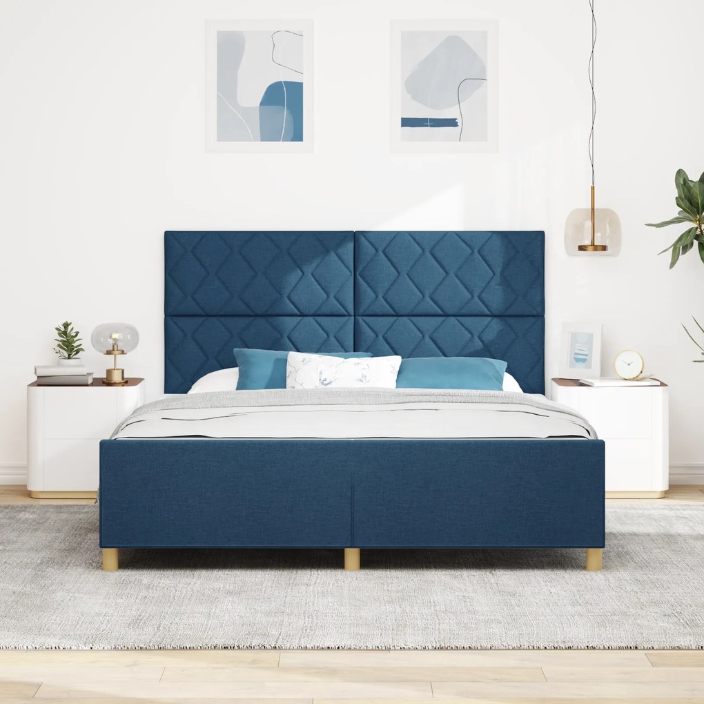 Cama vidaXL Azul 180x200 cm em Tecido