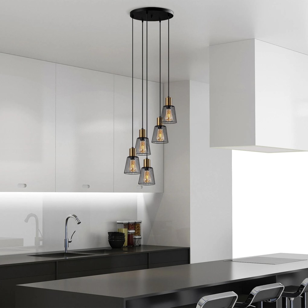 Candeeiro de Teto Kemtel – Preto Antique – 48 x 48 x 115 cm