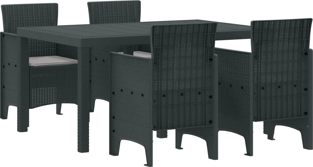 vidaXL Conjunto de Jantar para Jardim 5 pcs Antracite Rattan Polt