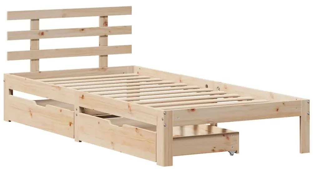 Estrutura de cama c/ gavetas 100x200 cm madeira de pinho maciça
