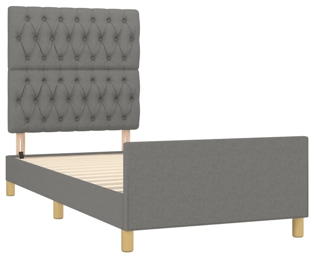 Estrutura de cama sem colchão 90x190 cm tecido cinzento-escuro