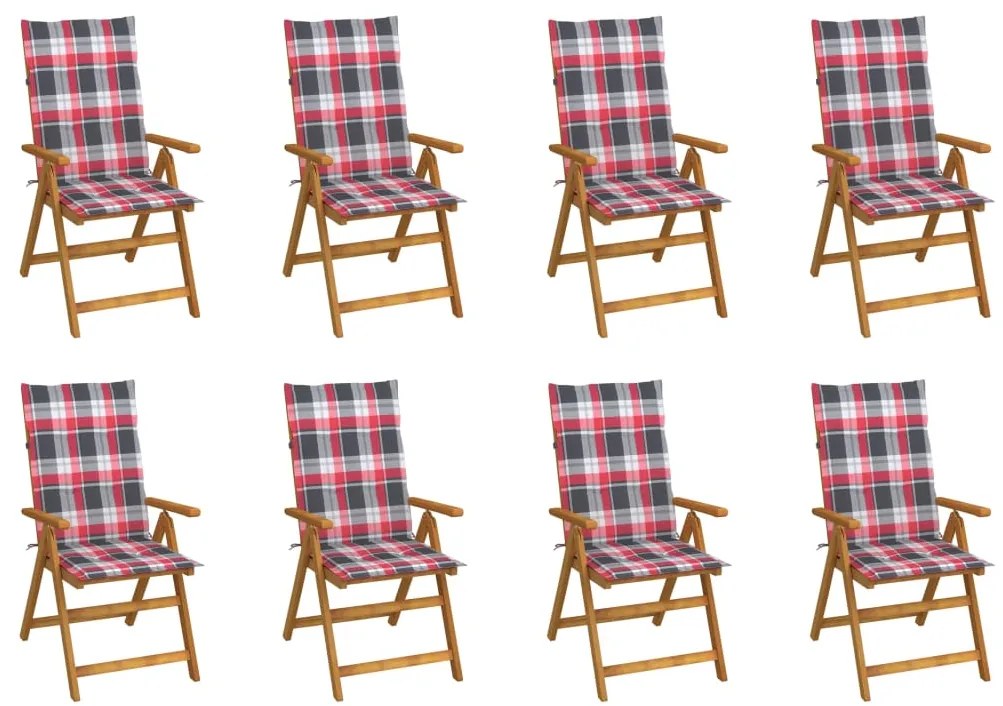 vidaXL Cadeiras de jardim dobráveis c/ almofadões 8 pcs acácia maciça