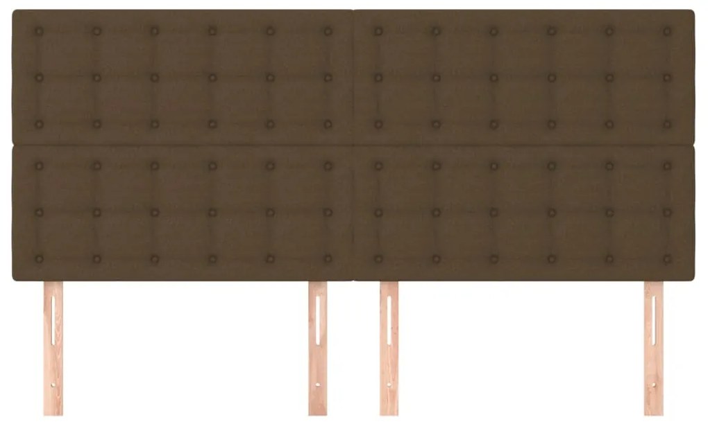 Cabeceira de cama 4 pcs tecido 90x5x78/88 cm castanho-escuro