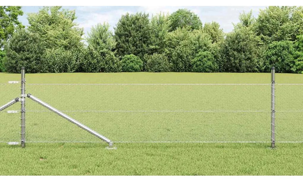 vidaXL Poste de Cerca Prateado 25 x 0,8 m (malha de 13 mm) Aço