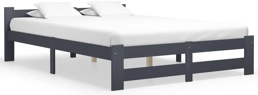 Estrutura de cama 120x200 cm pinho maciço cinzento-escuro