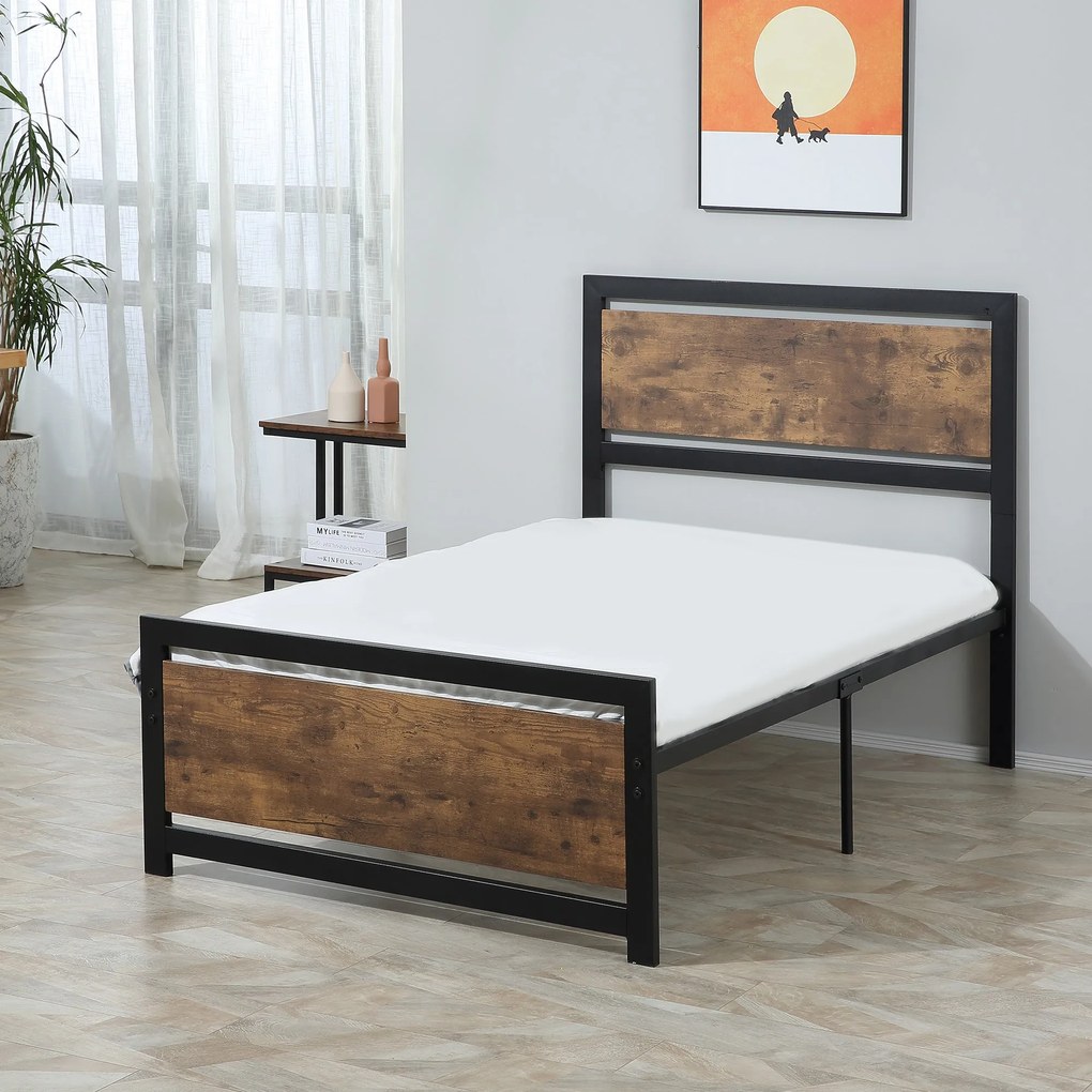 Estrutura de Cama Individual de Aço Estrutura de Cama com Cabeceira pa
