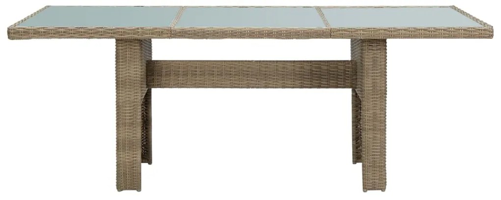 7 pcs conjunto de jantar para jardim vime PE castanho