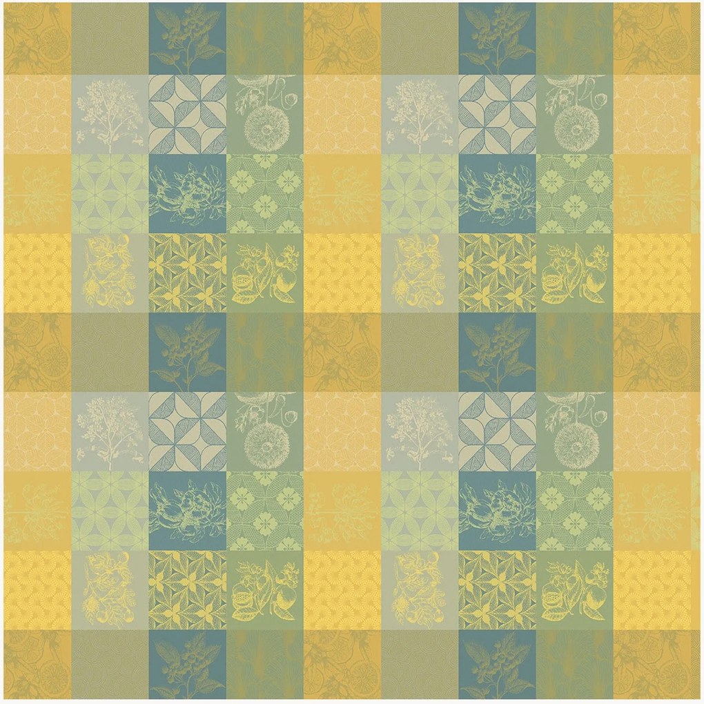 Toalha de mesa redonda jacquard com revestimento acrílico Mille Parfums Limoni
