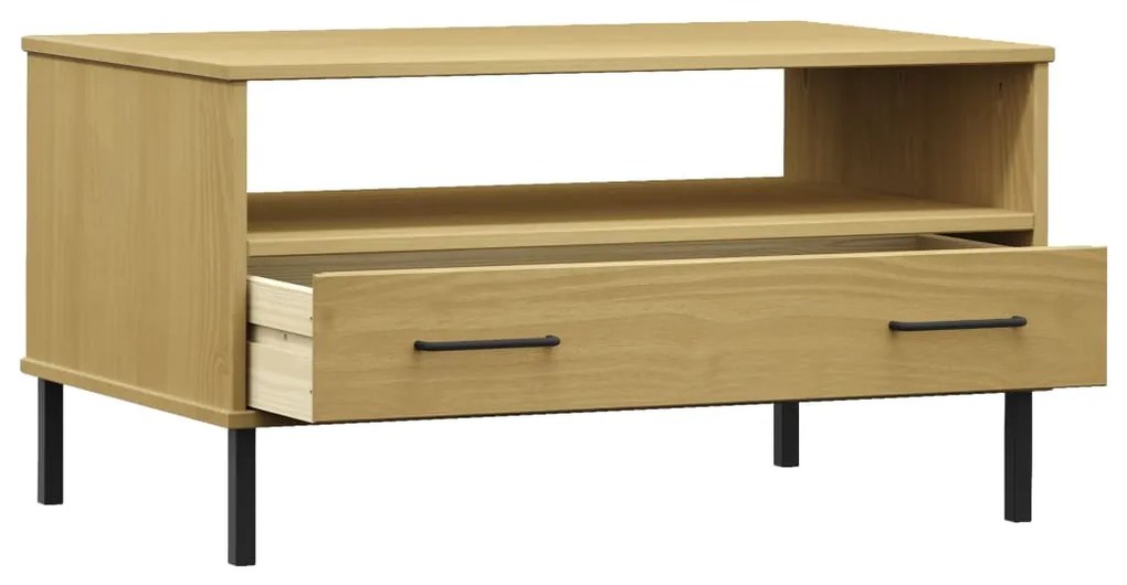 Mesa centro c/ pernas de metal 85x50x45cm OSLO madeira castanho