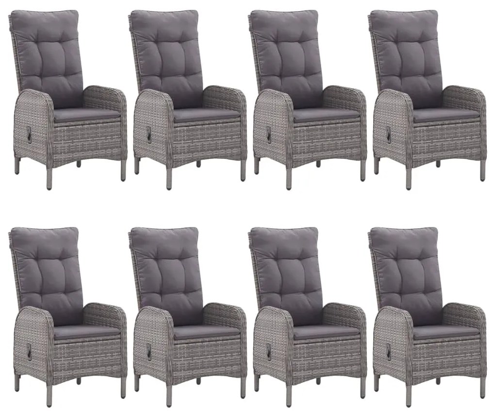 9 pcs conjunto de jantar para jardim cinzento