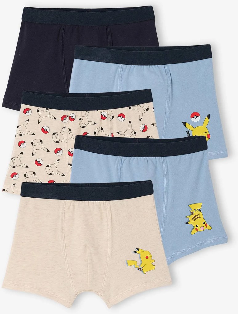 Lote de 5 boxers Pokemon bege mesclado