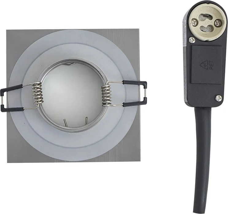 Conjunto de 6 focos embutidos modernos Gunmetal Quadrado IP44 - Qure