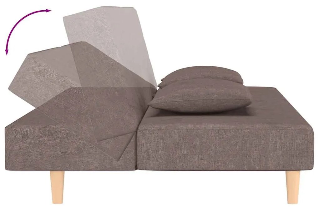 Sofá-cama 2 lugares c/ duas almofadas tecido cinza-acastanhado