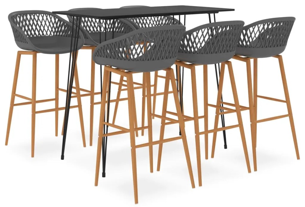 vidaXL 7 pcs conjunto de bar preto e cinzento