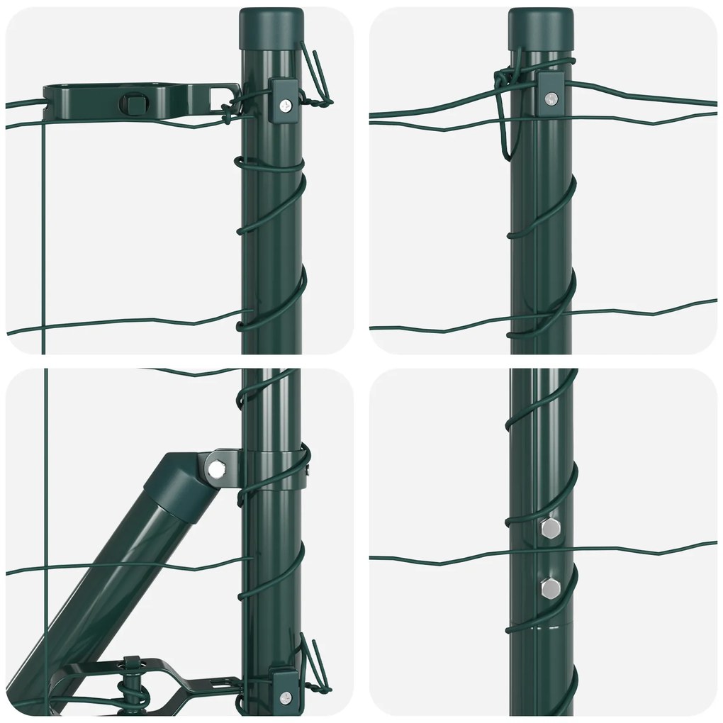 Cerca Euro com 7 Postes com Espinhos 1,6x10 m Aço Galvanizado Verde