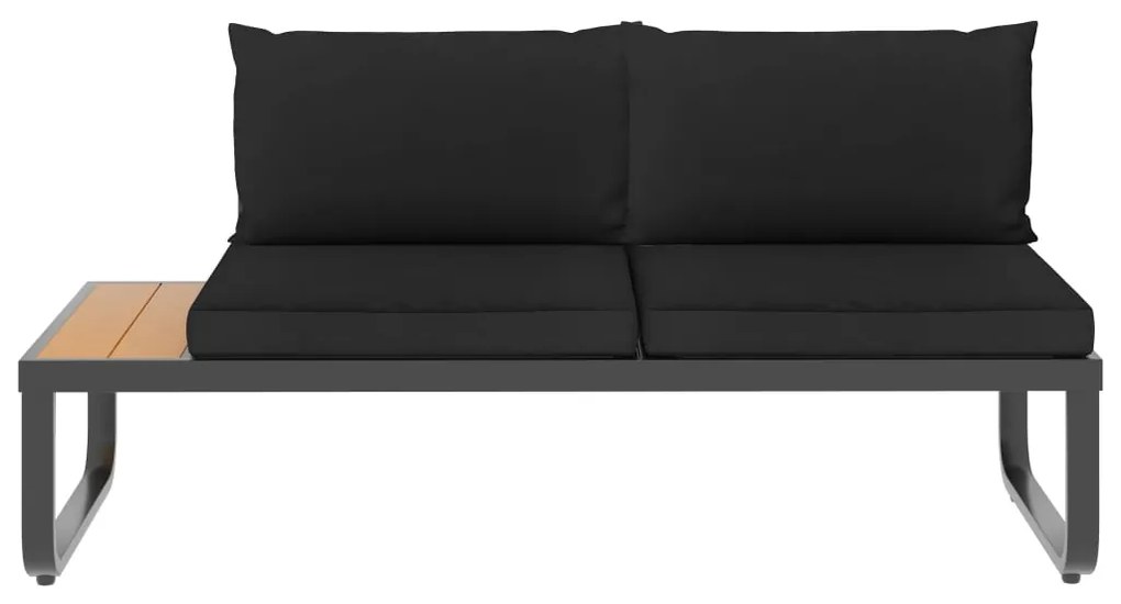 Sofás de canto para jardim com almofadões 4 pcs alumínio e WPC