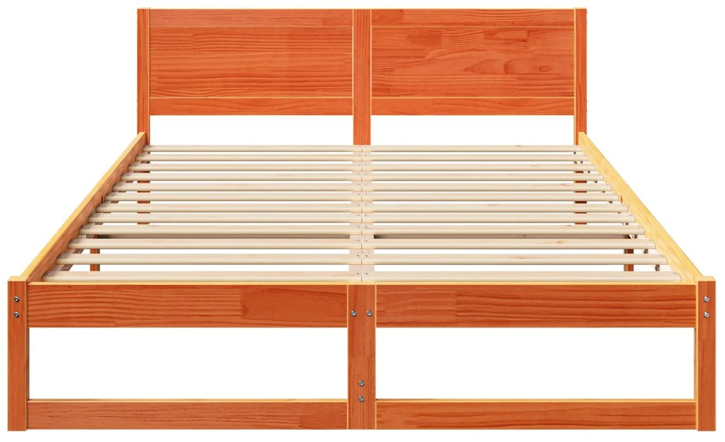 Estrutura de Cama Marrom Encerado Madeira 140 x 200 cm Simples