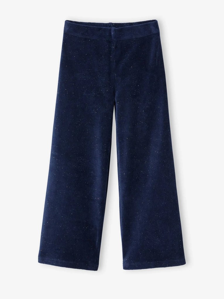 Leggings largas, em bombazina irisada, para menina marinho