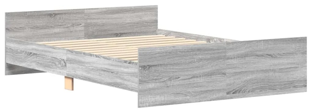 Estrutura de cama c/ painéis de cabeceira e pés cinzento sonoma