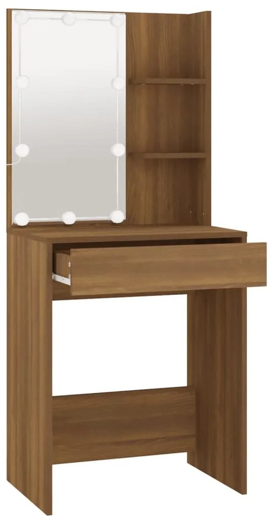 Toucador com LEDs 60x40x140 cm cor carvalho castanho
