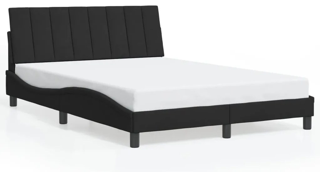 Estrutura de cama c/ luzes LED 140x190 cm veludo preto