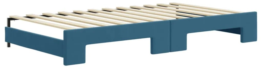 Sofá-cama com gavetão 100x200 cm veludo azul