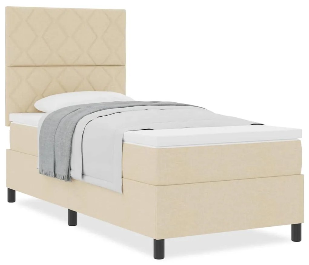 Cama Box Spring com Colchão Bege 90x200 cm Tecido