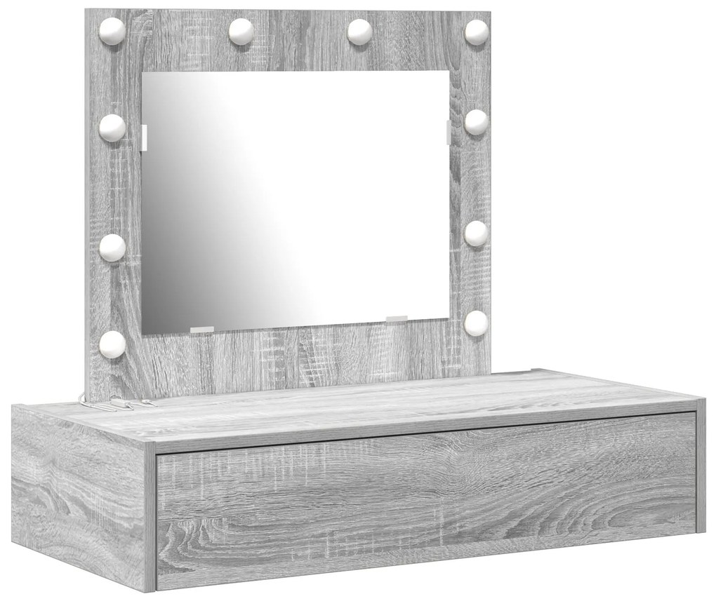 Mesa de Toucador Suspensa com Luzes de LED Cinza Sonoma