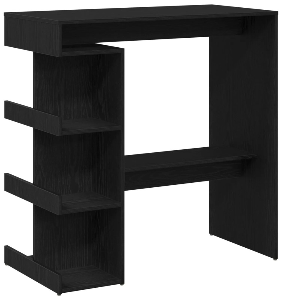 Mesa de Bar em Carvalho Preto com Prateleira de Armazenamento, 100x50x
